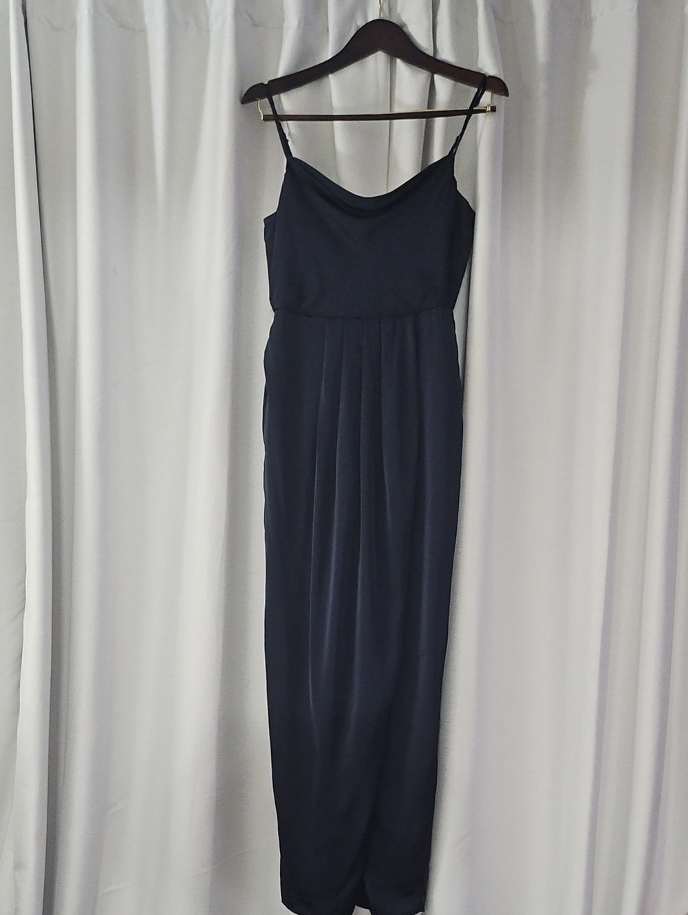 Tfnc London Navy Blue Spaghetti Strap Cowl Neck Maxi Dress